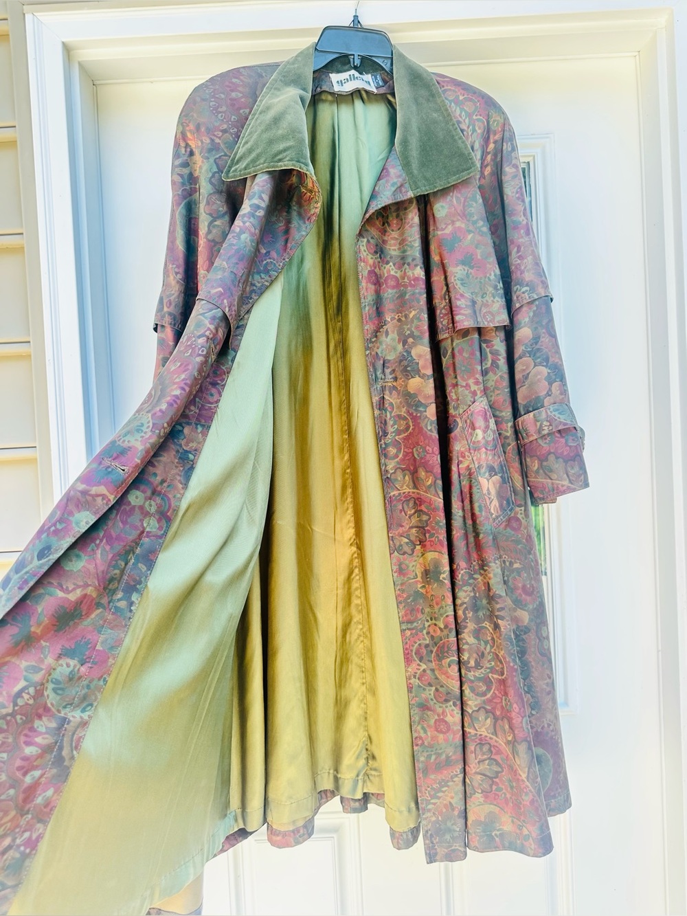 VTG Gallery Jacquard Floral Paisley Print Lined Trench Coat w/Pockets size 10 - Picture 12 of 16